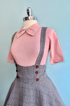 Pinafore Circle Skirt in Navy Plaid by Banned