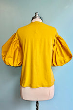 Mustard Jersey Puff Sleeve Top