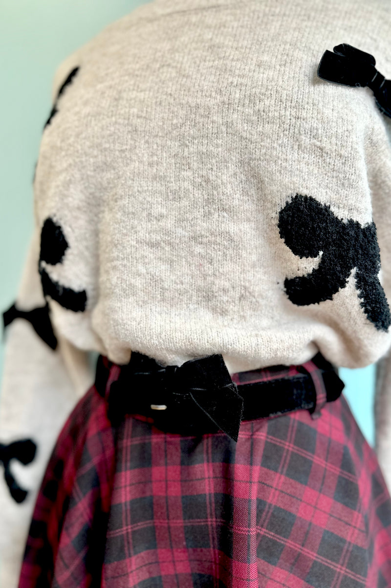 Bow Pullover Sweater in Oatmeal