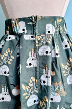 Skulls and Candles Doris Skirt in Green by Retrolicious
