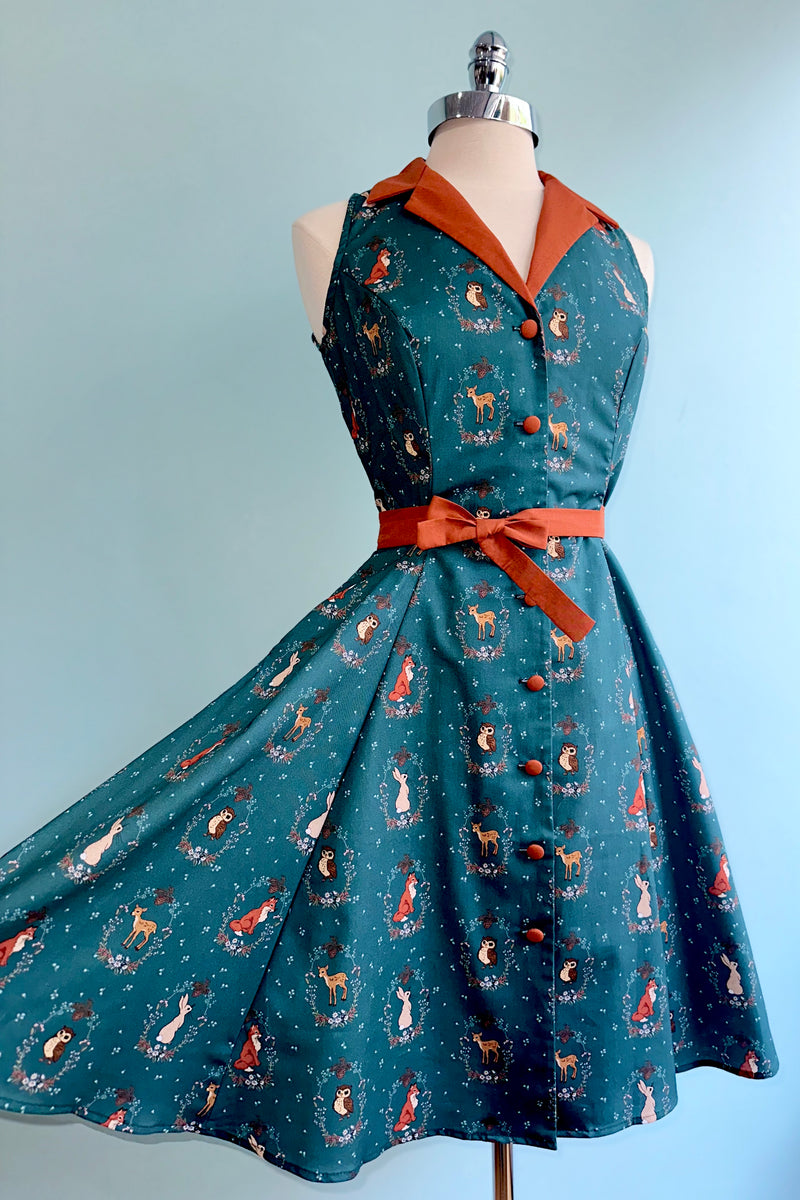 Forest Portrait Betty Lou Dress in Teal by Heart of Haute