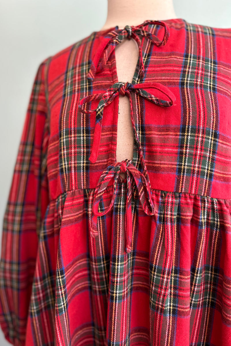 Red Plaid Flannel Mini Dress