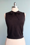 Black Knit Tie Neck Sweater Vest by Tulip B.