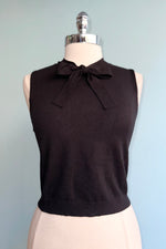 Black Knit Tie Neck Sweater Vest by Tulip B.