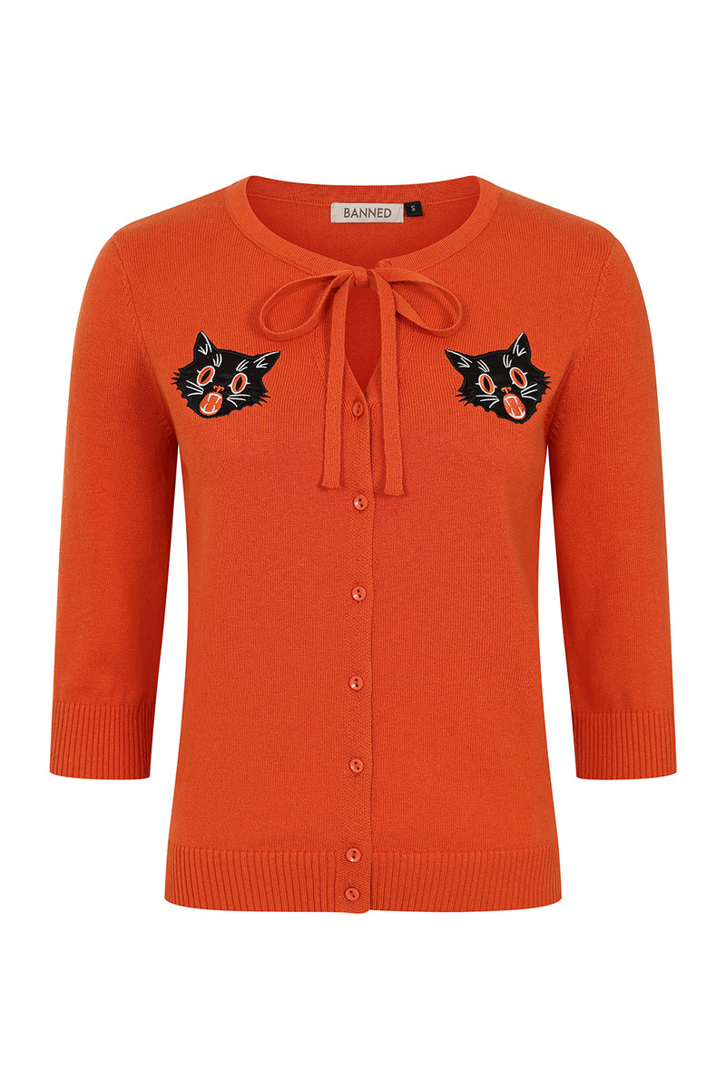Orange Scaredy Cat Mia Cardigan by Banned