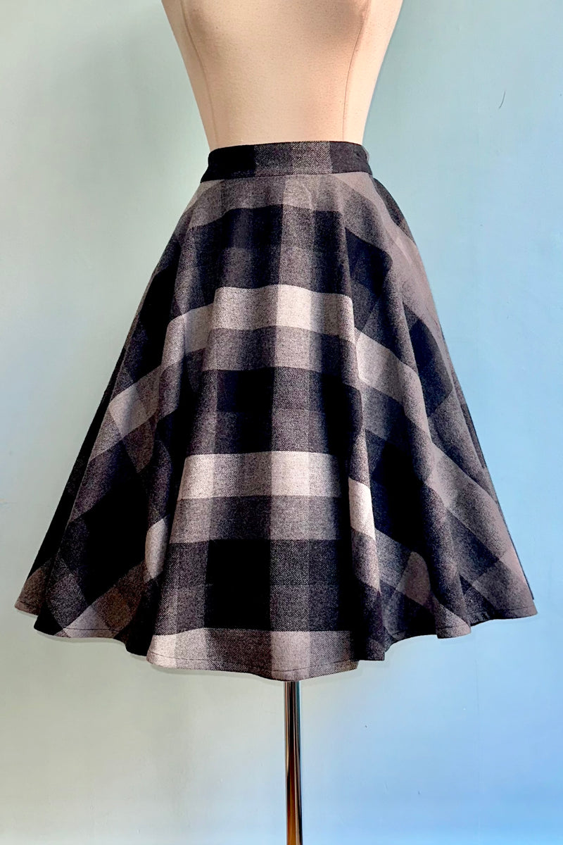 Grey and Black Check Sophie Skirt by Timeless London