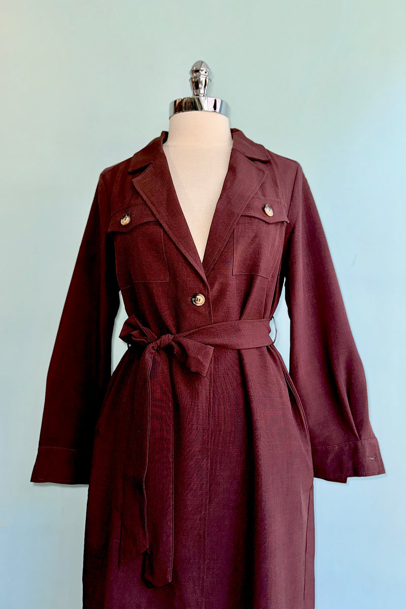 Belted Trench Coat in Chestnut