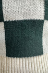 Green and Cream Checker Puff Sleeve Sweater