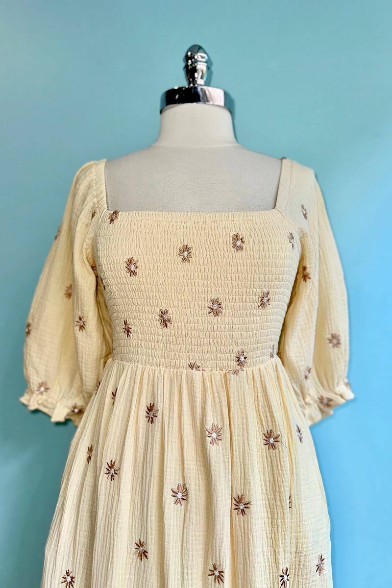 Ivory Embroidered Maxi Dress 1X-Large