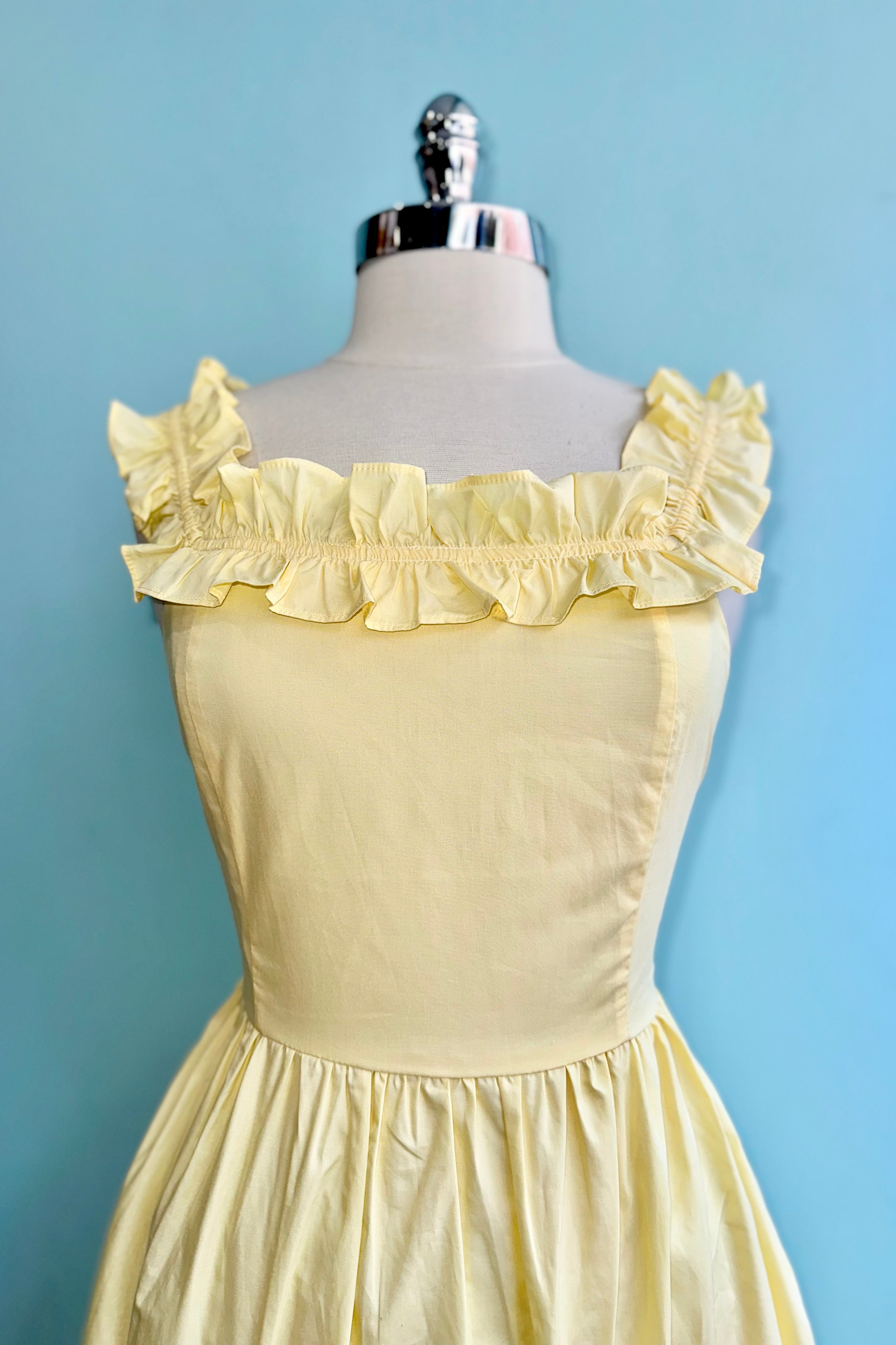 Yellow Ruffle Sleeve Midi Dress Medium