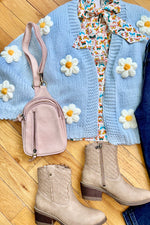 3D Flower Cardigan in Light Blue