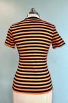Black and Orange Striped Short Sleeve T-Shirt Top