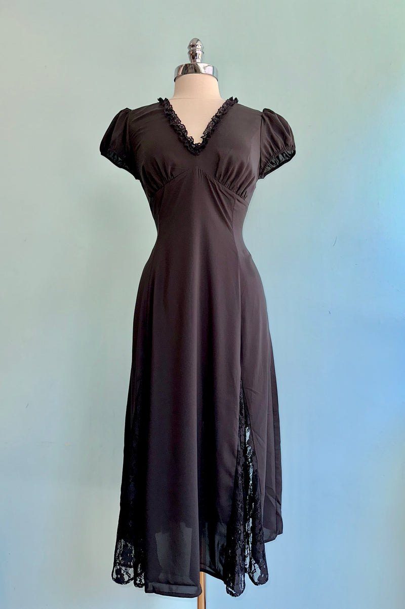 Edith Lace Cut Out Midi Dress in Black by Hell Bunny 3X-Large