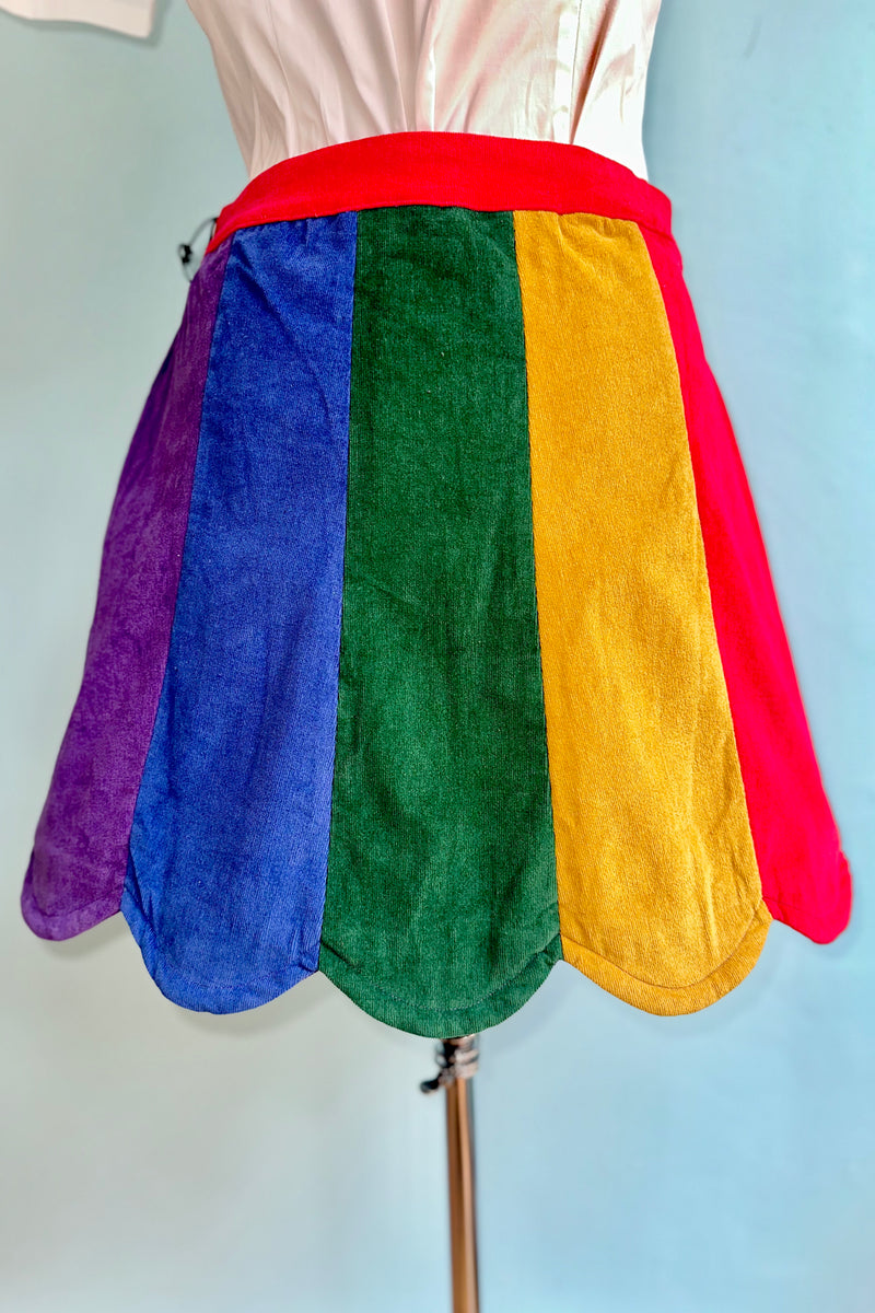 Rainbow Stripe Corduroy Mini Skirt