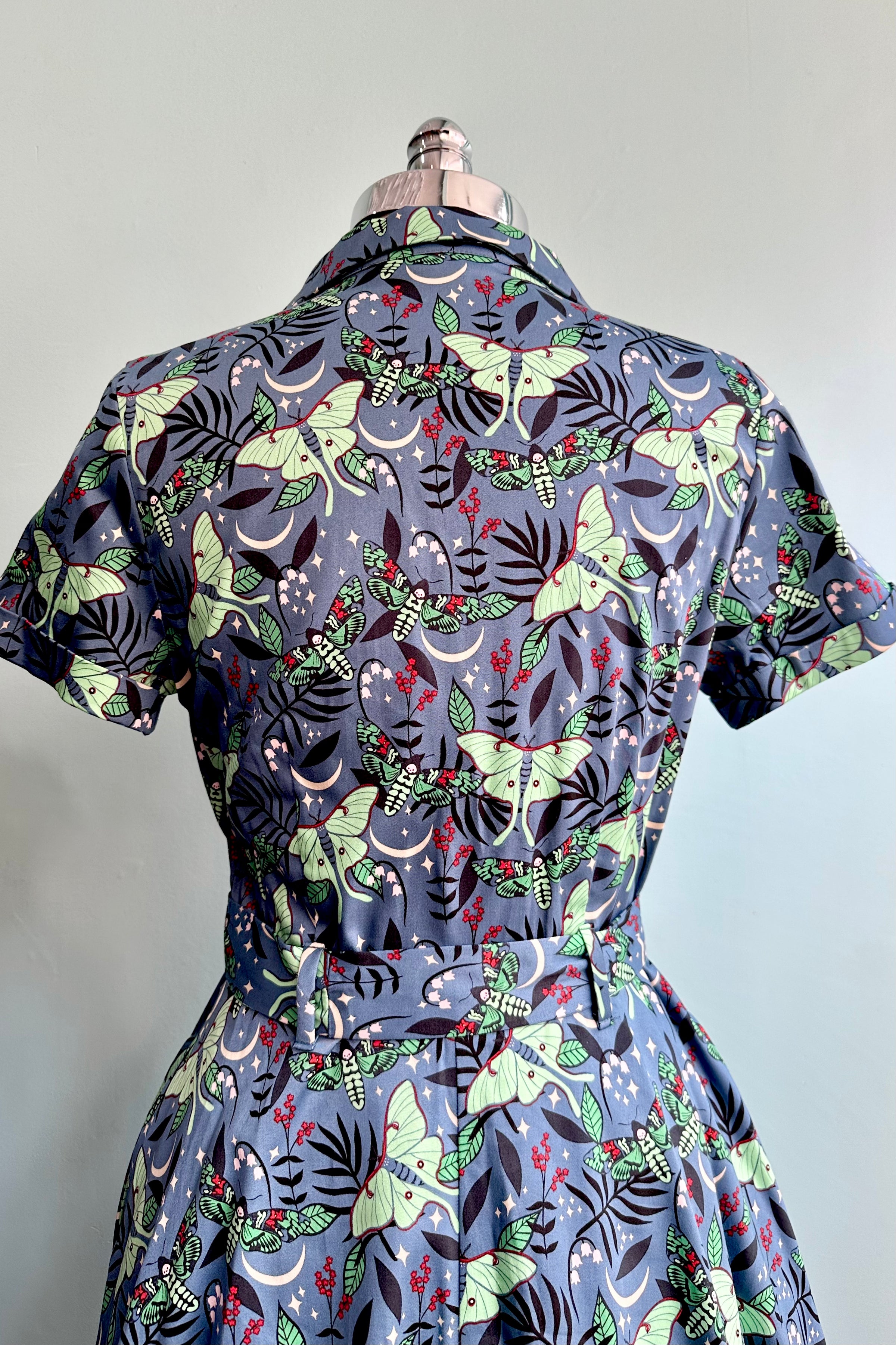 Green Nocturnal Moth Knee-Length Shirtwaist Dress by Eva Rose Modern Millie Green Nocturnal Moth Knee-Length Shirtwaist Dress by Eva Rose Modern Millie