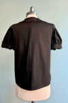 Black Pumpkin Embroidery Puff Sleeve Blouse