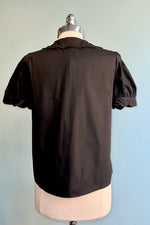 Black Pumpkin Embroidery Puff Sleeve Blouse