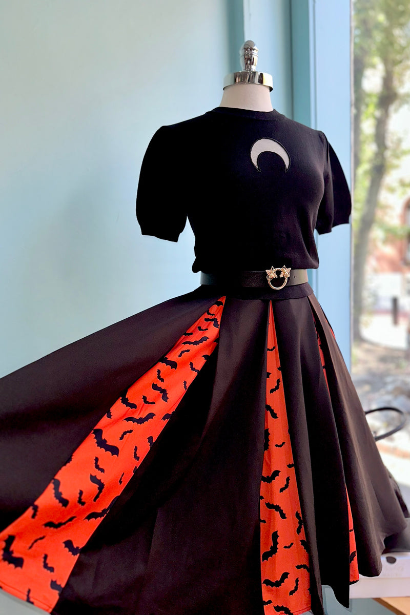Halloween Black and Orange Contrast Godot Skirt