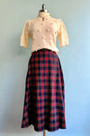 Red and Navy Plaid Midi Skirt by Lili Sidonio