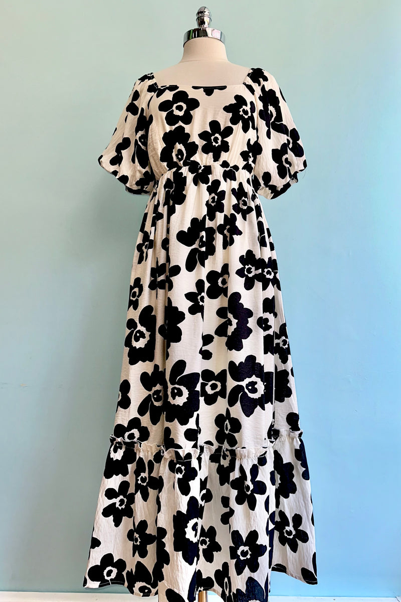 Black and White Floral Maxi Dress