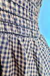 Navy and Brown Gingham Midi Dress
