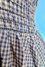 Navy and Brown Gingham Midi Dress