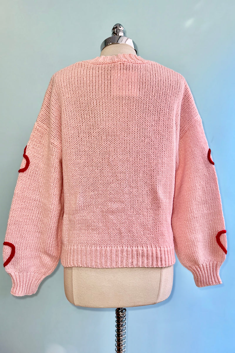 Red Heart Cardigan in Pink