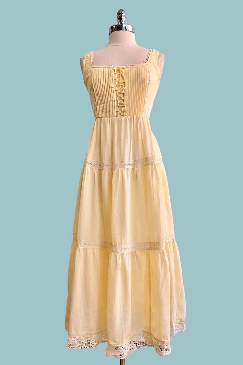 Yellow Lace-Up Sleeveless Midi Dress  Modern Millie