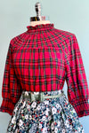 Red Plaid Smocked Verity Top