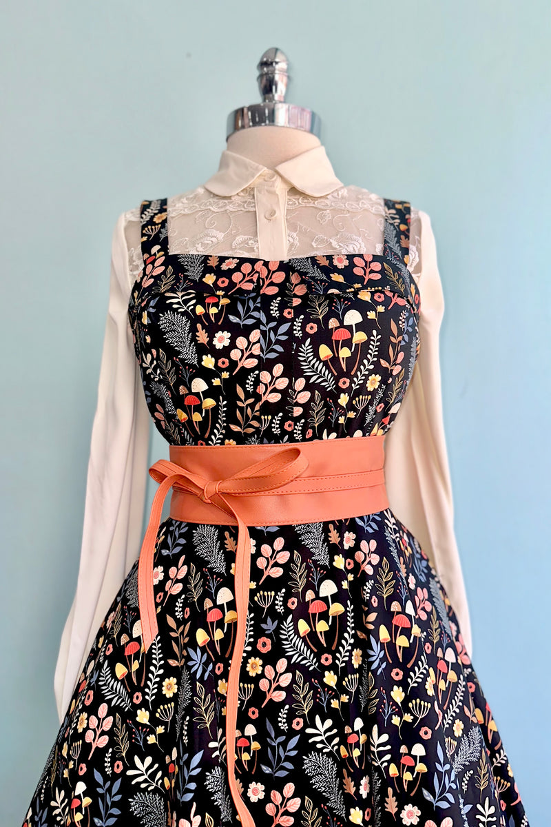 Ditsy Mushroom Longer Length Fold-Over Dress by Eva Rose