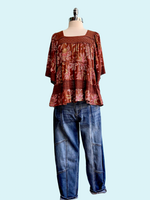 Lace Trim Tiered Top in Rust by Angie
