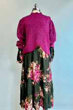 Magenta Mock Neck Criss Cross Front Sweater by Molly Bracken