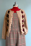 3D Flower Vine Knit Cardigan Sweater in Taupe