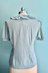 Ruffle Collar Puff Sleeve Top in Light Blue by Banned