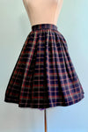 Navy Plaid Gathered Swing Skirt