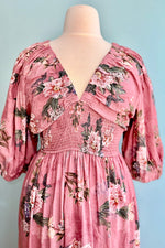 Pink Garden Floral Smocked Maxi Dress