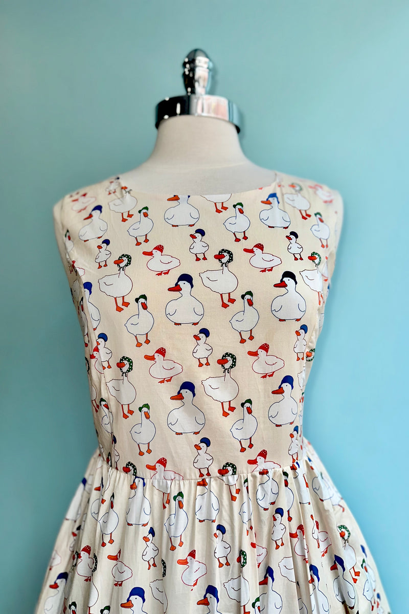 Duck Print Dress in Cream by Tulip B.