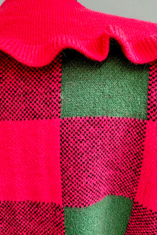 Holiday Plaid Sailor Collar Cardigan