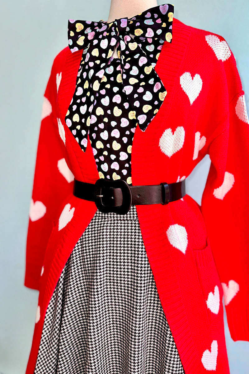 strapless open back dress Red and White Heart Open Long Cardigan – Modern Millie