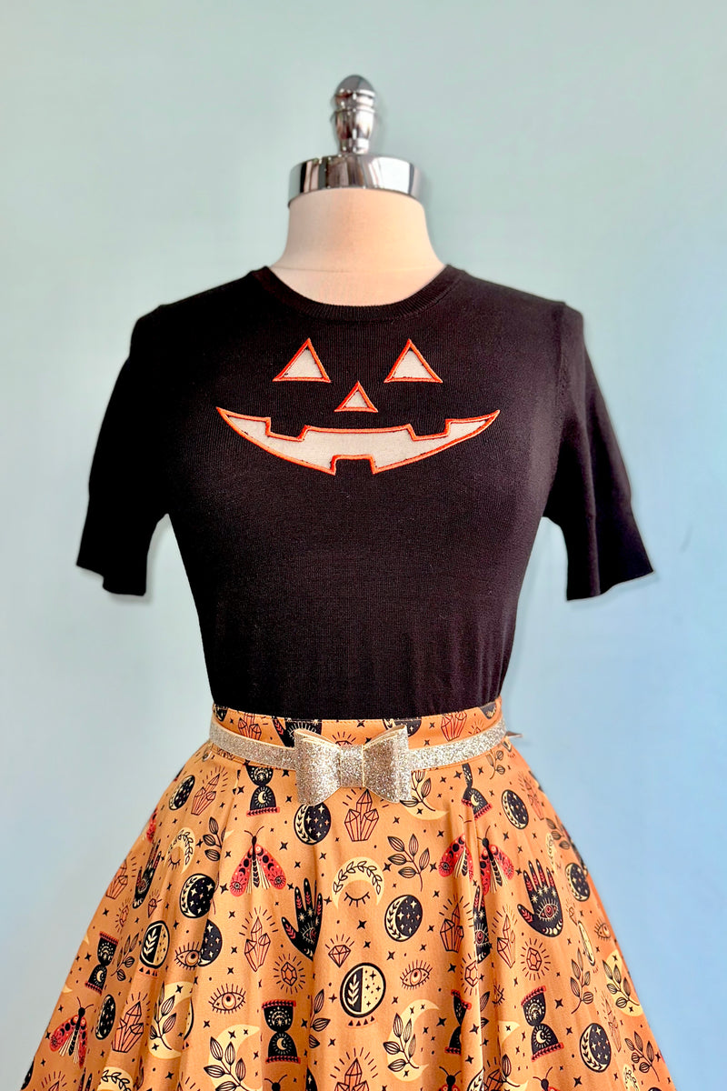 Jack O' Lantern Short Sleeve Sweater by Hell Bunny