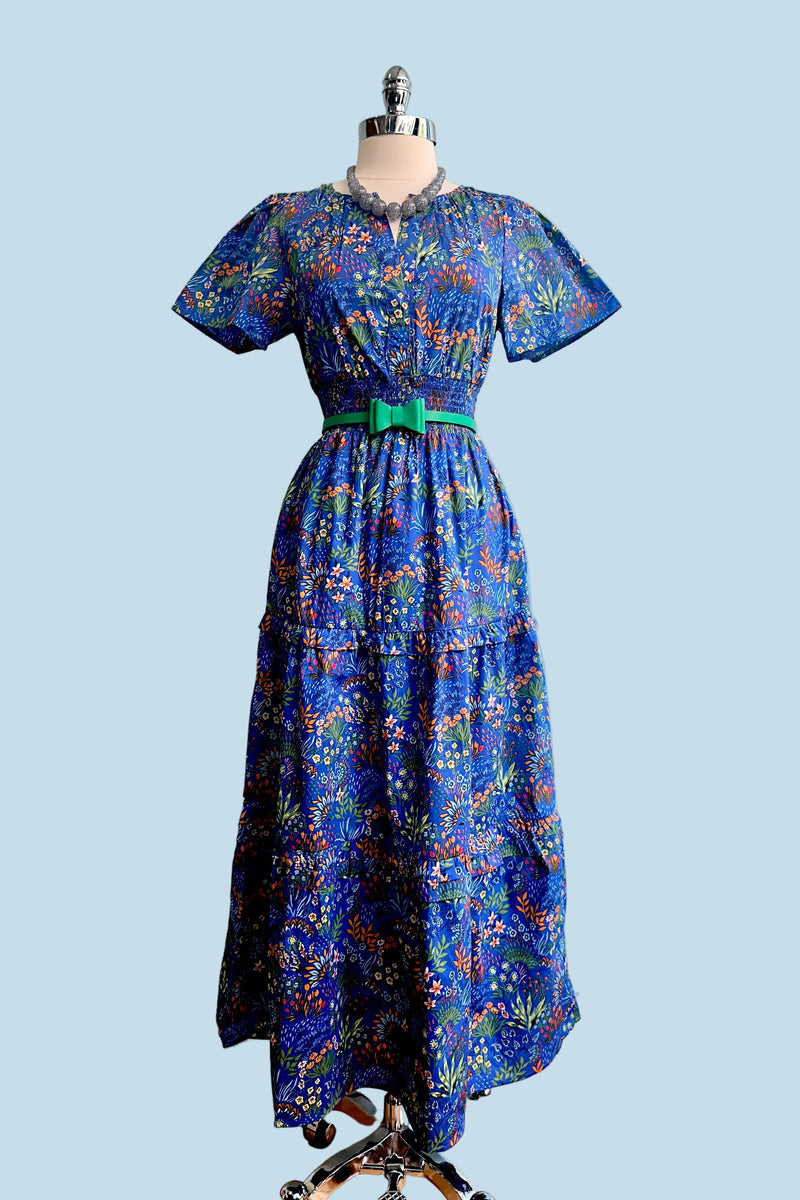 Cobalt Floral Short Sleeve Maxi Dress Modern Millie Cobalt Floral Short Sleeve Maxi Dress Modern Millie