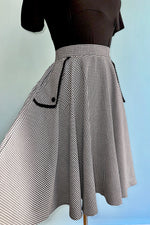 Teddy Skirt in Black and White Houndstooth by Hell Bunny