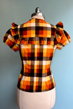 Darlene Orange Plaid Top by Hell Bunny