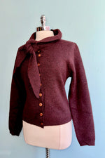 Posey Tie Cardigan in Burgundy by Banned