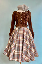 Lace Up Smocked Top in Mocha