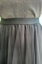 Charcoal Hanky Hem Mesh Tulle Skirt