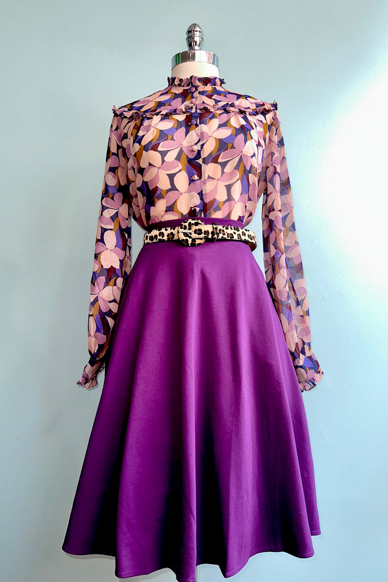Floral and Leaf Mauve Blouse by Molly Bracken