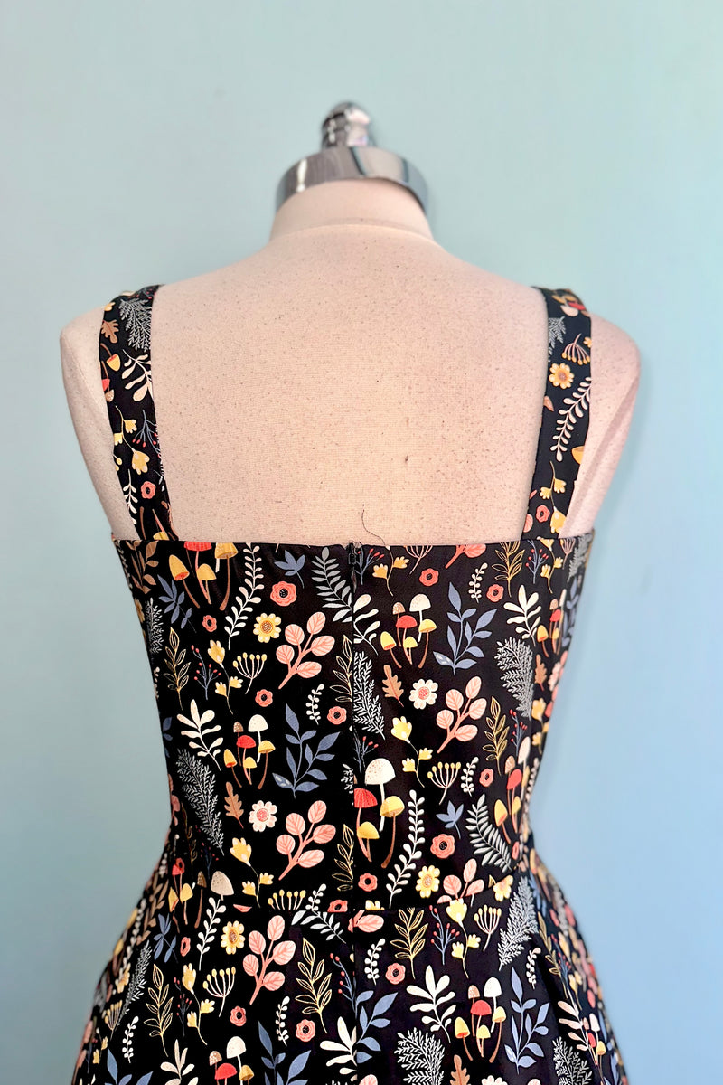 Ditsy Mushroom Longer Length Fold-Over Dress by Eva Rose