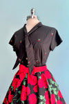 Cropped Button Down Cherry Top in Black by Banned