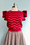 Burgundy Berry Wave Ruffle Sleeveless Sweater